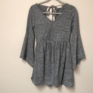 Gray Flare Sleeve Dress